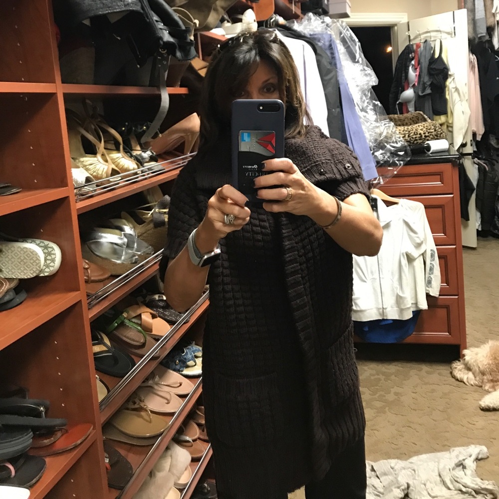 Beth Bowley chocolate brown sweater coat